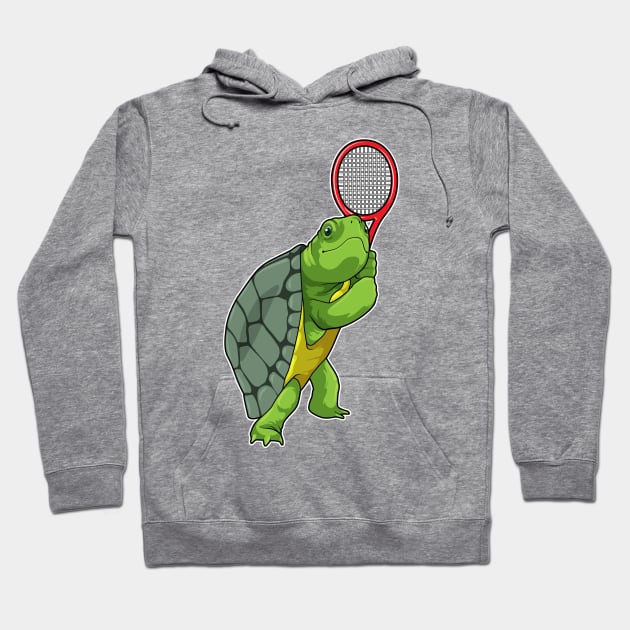 Turtle at Tennis with Tennis racket Hoodie by Markus Schnabel